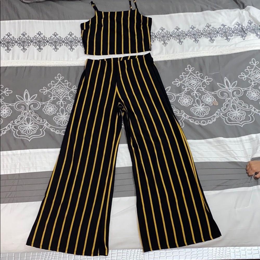 Black and yellow two piece set